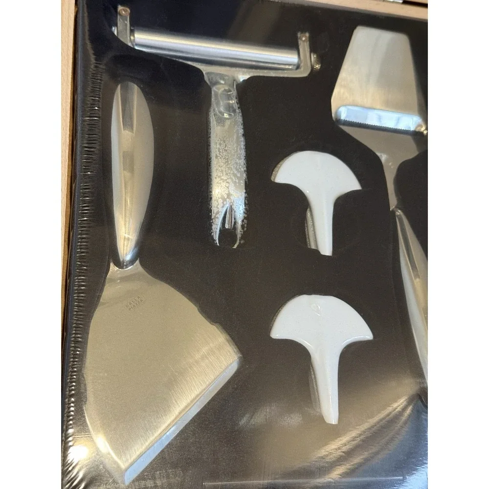 VTG Dalla Piazza Switzerland Cheese Carving Set Porcelain Markers NEW